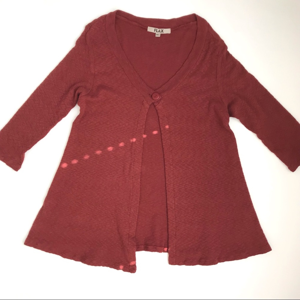 FLAX One Button Cardigan Cotton M/L